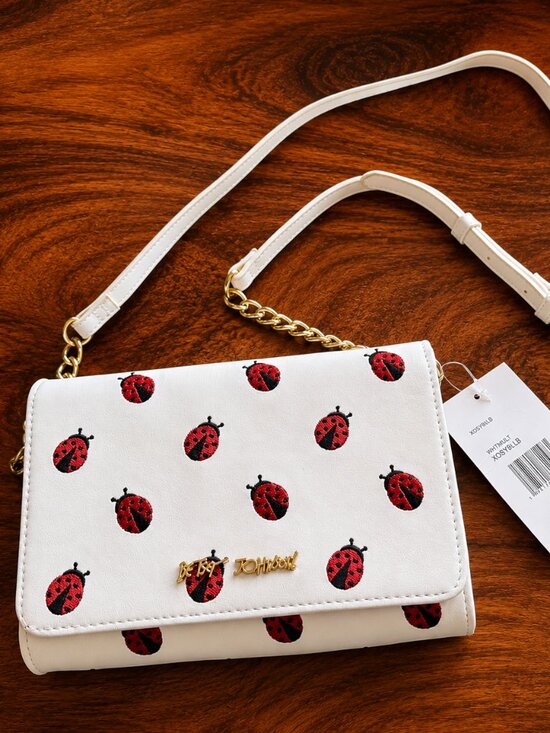 Betsey Johnson Handbags - Betsey Johnson New White Ladybug Crossbody Bag Embroidered NWT